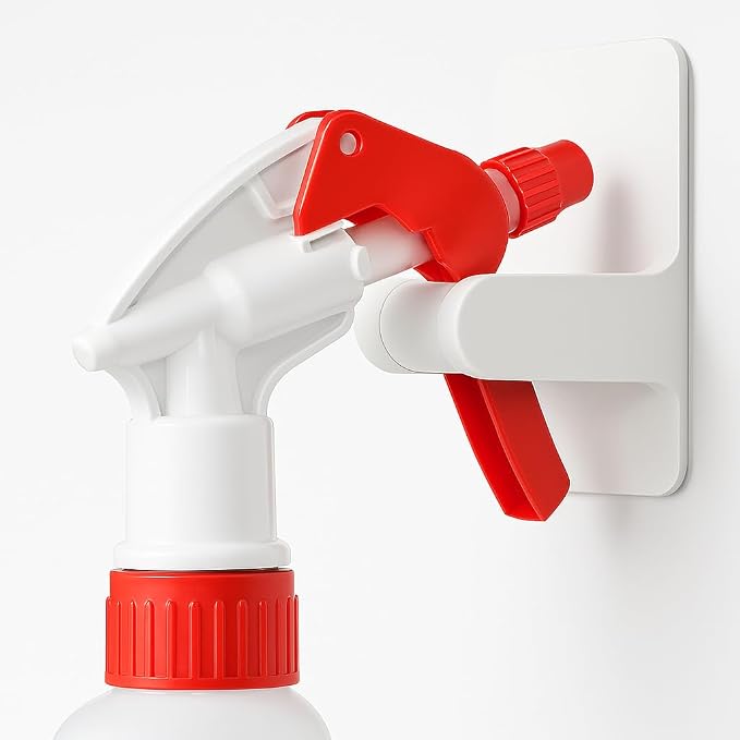 Wall Hooks for Spray Bottle, Salf-Adhesive Spray Bottle Holder, for Spray Bottles up to 32 oz - White, 2 Pack