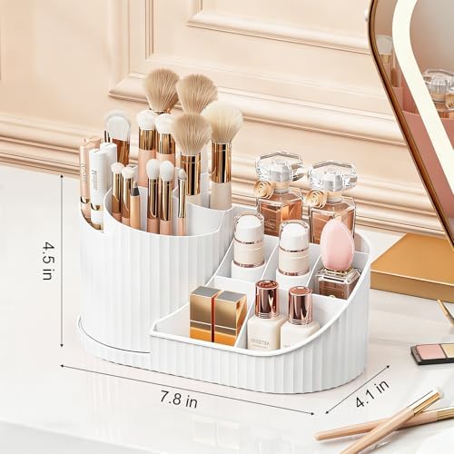 Anyoifax 360 Rotating Makeup Brush Holder Make Up Brushes Organizer, White