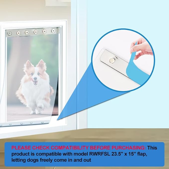 Dog Door Replacement Flap, 24" x 15" Flexible Pet Door Replacement Flap | Compatible with Super Large Dog Door, Weather Resistant Doggie Door Replacement Flap Fits Pets Up to 120 Lbs