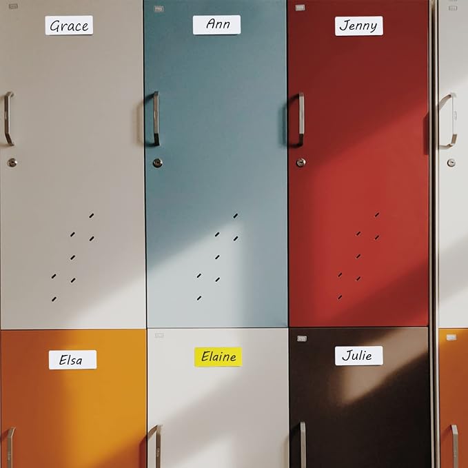 Dry Erase Magnetic Labels-60 PCS Blank White Reusable Name Magnets | 3"x1.2" blank white labels for metal lockers and refrigerators, perfect for Home, office, school organization