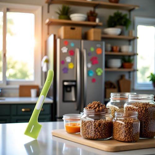 JJLFresheners Green Supplies Pet Canned Spoon Long Handle Multifunctional Tableware Cat Food Spatula Wet Food Mixing Spoon Pet Supplies Cat Jar Opener
