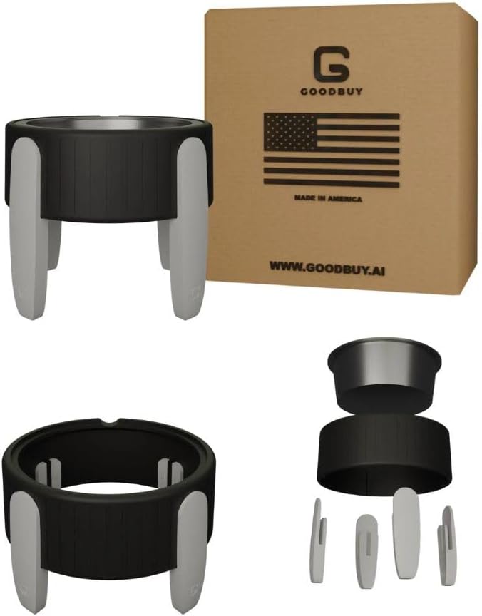 Pet Station Elevated Dog Bowl Stand for 6.8 in. Bowls - 3D Printed Dog Feeder - Adjustable Height Legs and Magnetic Fridge Mount Feeding Station - Made in USA (Black, Bowl + S and L Legs)
