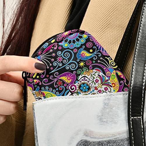 Flower Paisley Skull Pill Box 7 Day Pill Case Travel Pill Organizer Bag with Zipper Portable Weekly Case Compact Size for Vitamin Supplement Holder