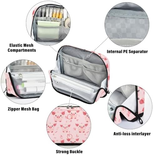 Piggie Pinky Pencil Case for Kids Girls Boys | Large Pencil Pouch Pen Bag Holder with Big Capacity