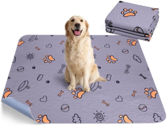 FURTIME Washable Pee Pads for Dogs, Super Absorbent, 2 Pack 34"x36" Purple | Reusable Puppy Pads Pet Training Pads, 100% Waterproof Non-Slip Puppy Pee Pad Whelping Dog Playpen Crate Mat for Potty
