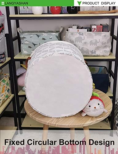 Round Laundry Basket Collapsible Storage Hamper Organizer Gery Wave | Waterproof Canvas Foldable Baskets with sturdy Handles Multi-scene Organizer for Home Play Bedroom Gift Bin