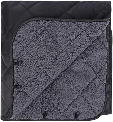REDCAMP Large Camping Blanket with Sherpa Lining, Black 79"x79" | Cold Weather Warm Thick Outdoor Blanket Comfy Foldable & Windproof for Camping Stadium,Car,Picnics,Pet,Trip,Machine Washable