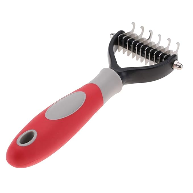 Deshedding Dog Brush, Cat Brush Dog Brush for Shedding Dog Rake Double Sided Undercoat Rake Comb for Detangling, Deshedding Pet Grooming Brush for Small, Medium Dogs and Cats