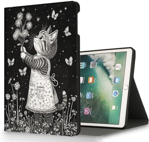 for Microsoft Surface Pro X/Pro X Plus-13 2019/2020/2021/2024 Tablet Case,Auto Wake/Sleep,Adjustable Stand Protective Cover - Cartoon Cat Dandelion