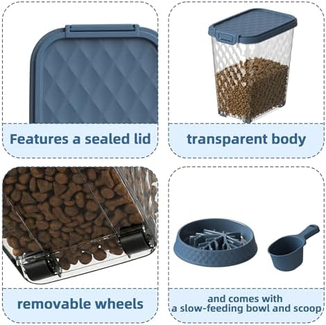 DRATO Pet Food Storage Containers, 2-Pack 60LBS Capacity Resin Dog Food Container with Airtight Lid, Transparent Body, Sturdy & Durable, Versatile Pet Food Bin for Indoor Dog Food Storage