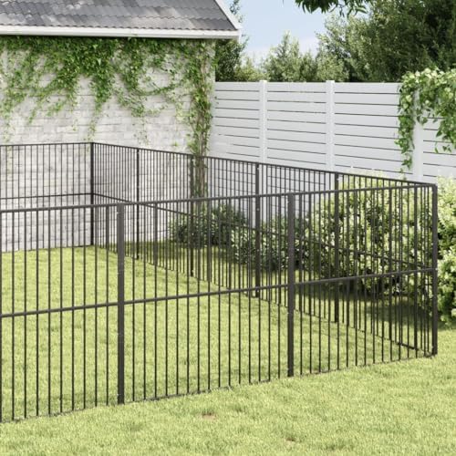 Large Outdoor Dog Playpen 20 Panels Heavy-Duty Galvanized Steel Pet Exercise Pen Metal Kennel for Garden Patio Black
