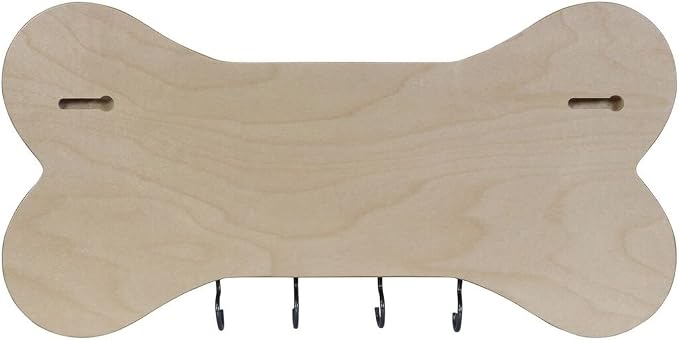 Rooms Organized Personalized Live Love Bark Wall Mounted Dog Bone Pet Leash Rack,Dog Collar Holder New Home Decor Gift Ideas and 4 Hooks 16" L x 8" H 2.5." deep (Maple)