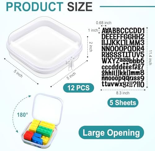 12 Pcs Clear Hard Zipper Case Back to School,5 x 5 x 2”