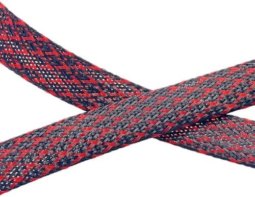 PET Expandable Braided Sleeving 25Ft-3/4 inch Wire Loom, Aibole Braided Cable Sleeve Wire Wrap,Black&Red