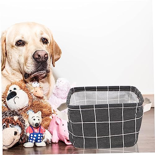 Mipcase 2pcs Cotton Linen Storage Basket for Sundries Pet Toys and Cosmetics Portable Organizer with Handles for Home Office and Bedroom