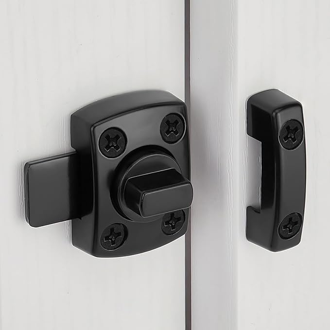 3 Pcs Black Rotating Bolt Latch,Zinc Alloy Cabinet Lock_S | Pet Door Lock, Barn Door Latch,for Drawer,Storage Box,Locker,Closet,Pet Cage,Wine Cabinet,Protect Privacy