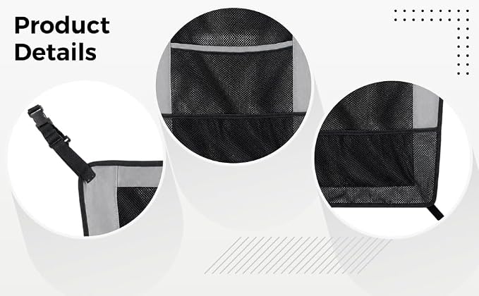 Dog Car Barrier with Storage Pockets, Car Divider Net for Dogs with Mesh Window, Adjustable Backseat Organizer for Automobiles, Sedans, Business Cars and Minivans, Secure Travel Guard for Pets
