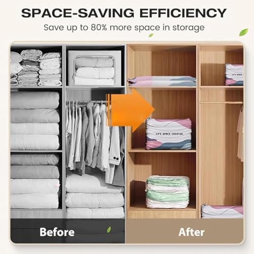 No-Pump Vacuum Storage Bags, 3D Vacuum Storage Bags Without Pump, Reusable Vacuum Bags for Clothing, Quilts & Travel (M-2PCS)