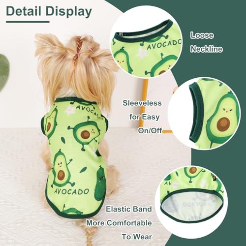 Dog Shirt Vest Dog Clothes for Small Dogs Boy Girl Stretchy Summer Puppy T-Shirts Soft Breathable Lightweight Puppy Sweatshirt Pet Cat Outfit (Avocado, Small)