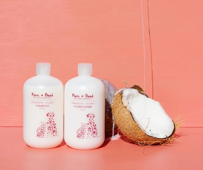 Pure + Good - Shampoo and Conditioner Set, Formulated for All Pets, Gentle and Cleansing, Made in The USA, Cruelty Free, 16 fl oz (Sandalwood + Cocon)