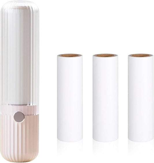 Mini Lint Roller for Clothes Reuseable Pocket Lint Remover for Travel, Portable Sticky Roller for Pet Hair, Small Lint Roller with 4 Rolls Refillable