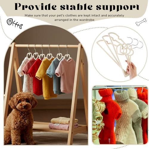 24 Pcs Pet Hangers 13'' Non-Slip Velvet Metal Hooks,Beige | 360° Swivel Rustproof Hooks, Space-saving for Dogs Cats, Home Closets and Grooming Salons, Small Pet Organizer
