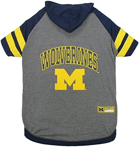 Pets First NCAA Dog Hoodie, Michigan Wolverines, Grey, Small, Polyester, Sports, Pet Hoodie, Sports > Pets