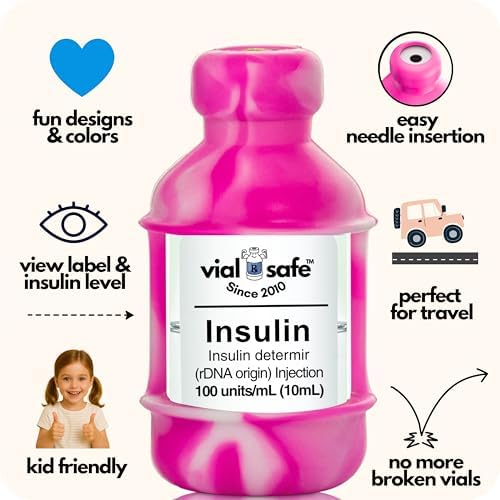 VIAL SAFE Silicone Insulin Vial Protector Case Cover 2-Pack Tie Dye Pink