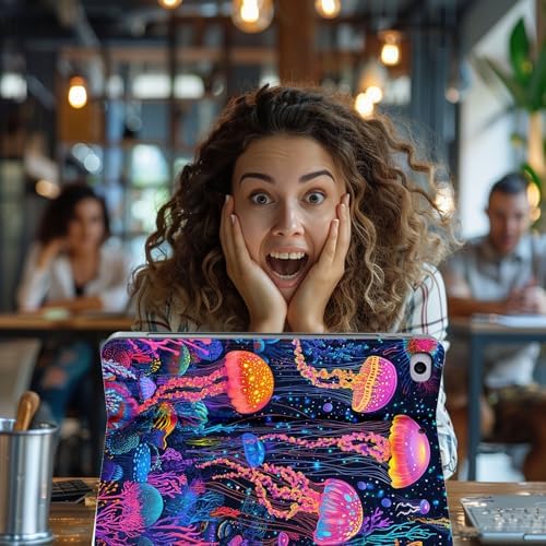 for Microsoft Surface Pro X/Pro X Plus-13 2019/2020/2021/2024 Tablet Case,Auto Wake/Sleep,Adjustable Stand Protective Cover - Neon Jellyfish