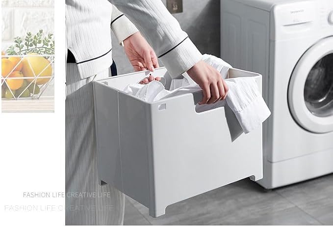 Multi-Functional Foldable Hanging Storage Basket - Portable Laundry Hamper / Pet Toy Organizer / Car Storage Bin | Food-Grade PP Material, Diamond Reinforced Base (Includes 2 No-Trace Hooks)（White）