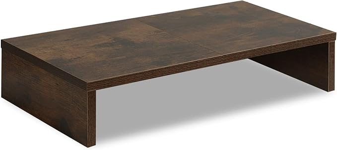 TEAMIX 20 inch Wood Monitor Stand Riser, Desktop Riser Shelf, Rustic Brown | Fits Laptop, Printer, TV, PC Tower, Full Keyboard Storage Underneath, Ergonomic, Desk Organizer for Home Office, Gaming Setup