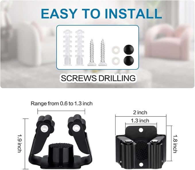 JAMEND CLXP 9PCS Broom and Mop Holder, Heavy Duty Garden Tool Organizer Rack Rake and Shovel Handle, Stainless Steel Mop Hanger. Screws for Wall Mounted. Silver.