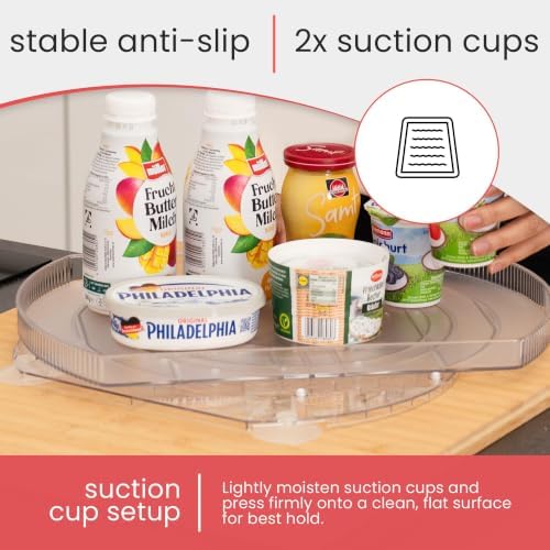 Lazy Susan for Refrigerator - 360° Turntable Refrigerator Organizer and Storage Tray for Fridge, Cabinet & Pantry - Rectangle Lazy Susan (16.5"x11.5"x1.5")
