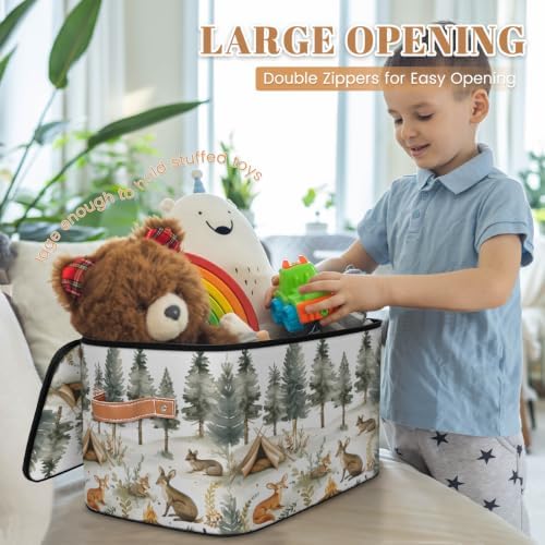 Squirrel Wildlife Storage Box with Zipper Lid | Collapsible, Fabric, Storage Bin, Handle, Large, Closet Organizer, Containers, Bedroom, Home, Forest Animals