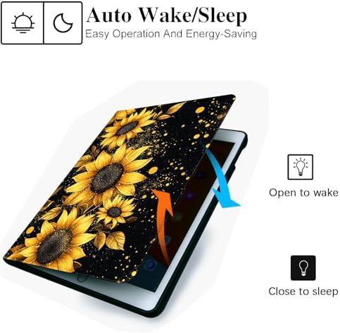 for Microsoft Surface Pro 11/10/9-13" 2024/2022 Tablet Case,Auto Wake/Sleep,Adjustable Stand Protective Cover - Sunflower