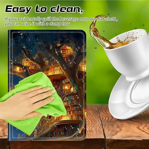 Universal Case for T-Mobile Revvl Tab 2 10.1" Model:9185W 2025/Revvl Tab 5G 10.36" 2023, 360 Degree Rotating Kickstand Protective Stand Leather Shell Cover for 9"-10.5", Lantern Village