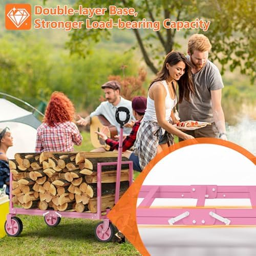 YACONA 3 in 1 Wagons Carts Foldable, 360LBS Lightweight Wagon with All Terrain Wheels, Collapsible Wagon Cart for Grocery, Camping, Beach, Garden & Sports