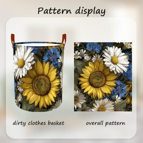 Laundry Basket 15.7x19.7 in Sunflower Daisy Hamper for Bedroom