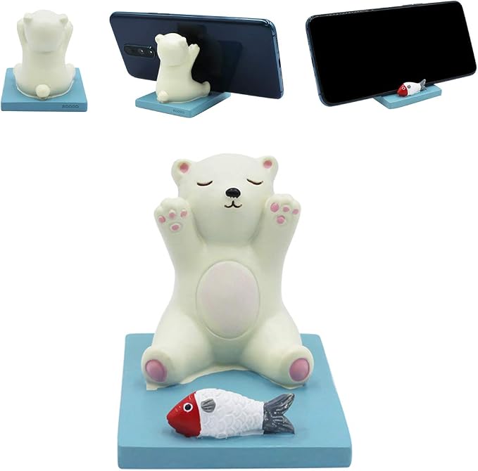 Cute Bear Phone Stand, Compatible with All Mobile Phones, Anti-Slip Base, Good Viewing Angle, Nice Gift