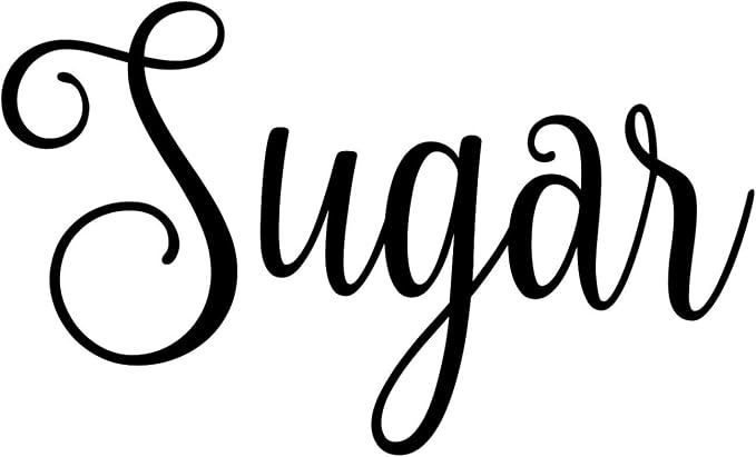 Sugar 4.25w x 2.5h Label | Kitchen Pantry Organization | Die Cut Vinyl Decal | Black Fancy Font (Sticker Only)