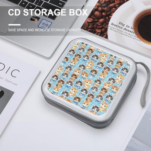 DVD Storage Disc Wallet Kitten Cats DVD Holder Protective Binder | CD Organizer with Portable Carry Handle, Hard Shell Plastic, 40 Capacity, Kitten Cats