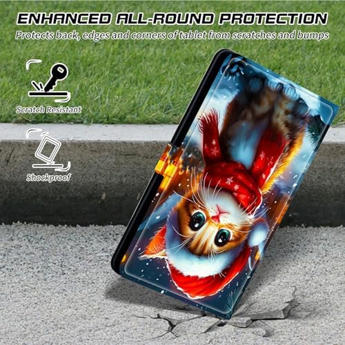 Universal Tablet Case for T-Mobile Revvl Tab 2 10.1" 2025/Revvl Tab 5G 10.36" 2023, 360 Degree Rotating Kickstand Protective Stand PU Leather Shell Cover for 9"-10.5", Red Hat Cat