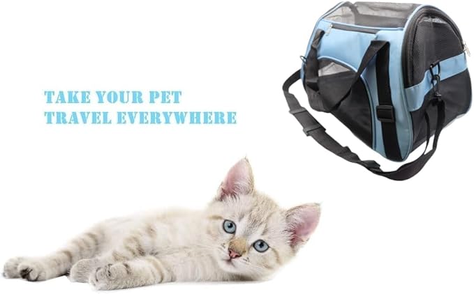 ZaneSun Cat Carrier,Soft-Sided Pet Travel Carrier for Cats,Dogs Puppy Comfort Portable Foldable Pet Bag Airline Approved (Medium-Blue)