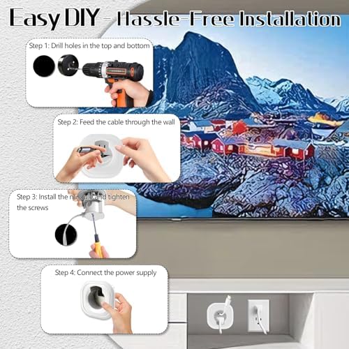 in-Wall Cable Management Kit,in Wall TV Power Kit for Wall Mounted TV and Speakers,in Wall Wire Concealment Kit, Includes Power & Low Voltage Cable Management with Hole Saw Drill Attachment