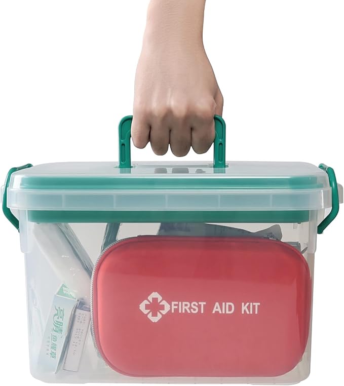 Clear Plastic First Aid Box Empty, Family Medicine Kit Storage Box