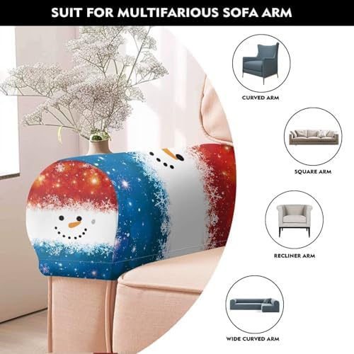 Couch Arm Covers Christmas Snowman Chair Covers Armchair Soft Furniture Protector Scratch-Resistant Sofa Arm Covers Christmas Decoration