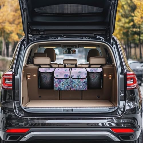 Retro Floral Car Trunk Organizer Car Back Seat Hanging Storage Bag Collapsible Large Capacity Storage Bag Automotive Interior Accessories for Sedans SUV Jeep