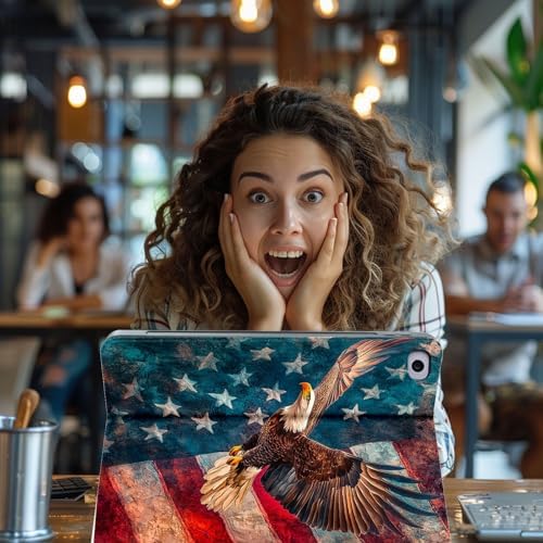 for Microsoft Surface Pro 11/10/9-13" 2024/2022 Tablet Case,Auto Wake/Sleep,Adjustable Stand Protective Cover - American Flag Eagle