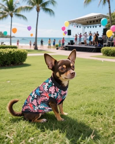 PET SHOW 4 Pack Dog Hawaiian Shirts for Small Doggies UPF 50+ UV Sun Protection Summer Cool Clothes Tank Top Floral Puppy Kitten Cats T-Shirts Pet Holiday Party Sleeveless Vest Boy Girl(Small)