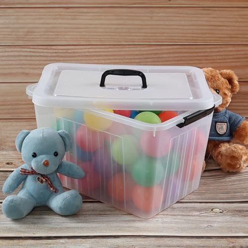 Farmoon 20 Quart Clear Latching Storage Bin, 4 Packs Lidded Storage Boxes